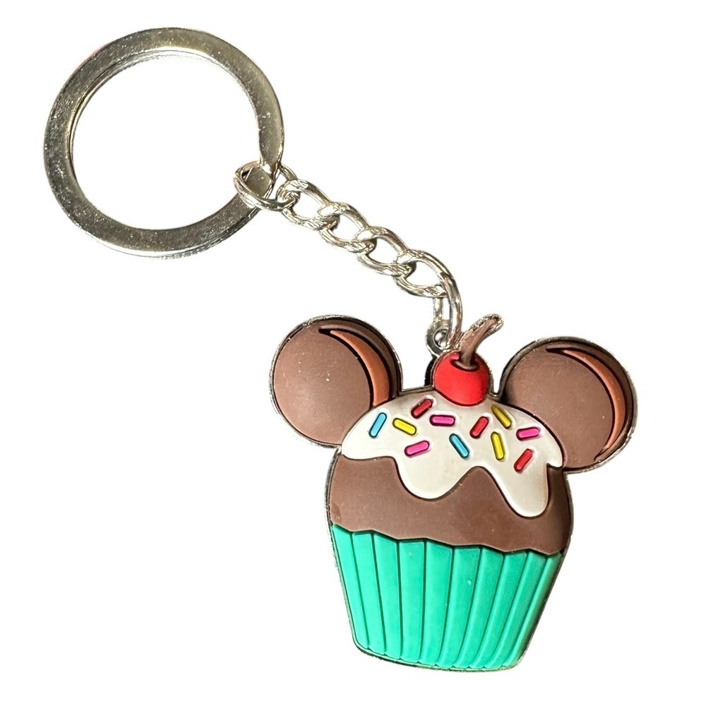 Disney Cupcake Mouse Keychain - Teal and Brown NWOT